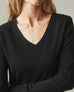 Women's Premium Slub Long Sleeve V-Neck Tee - Black